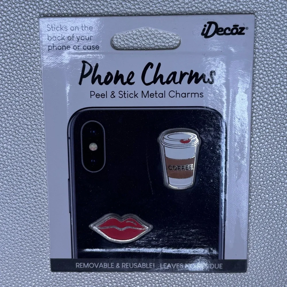 ‼️3 For $30‼️ Phone Charms - Red Lips and Coffee Cup